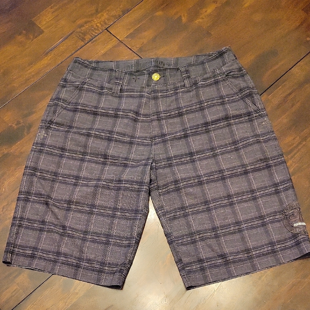 VTG Affliction Men's Premium Plaid Shorts Size 33 Y2K Skater Goth Grunge